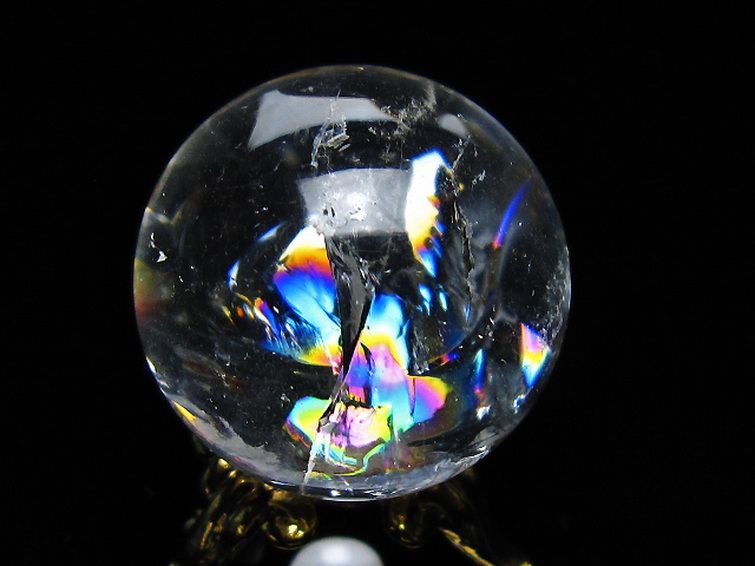 虹入り ヒマラヤ水晶 丸玉 25mm [t317-4570] 2枚目