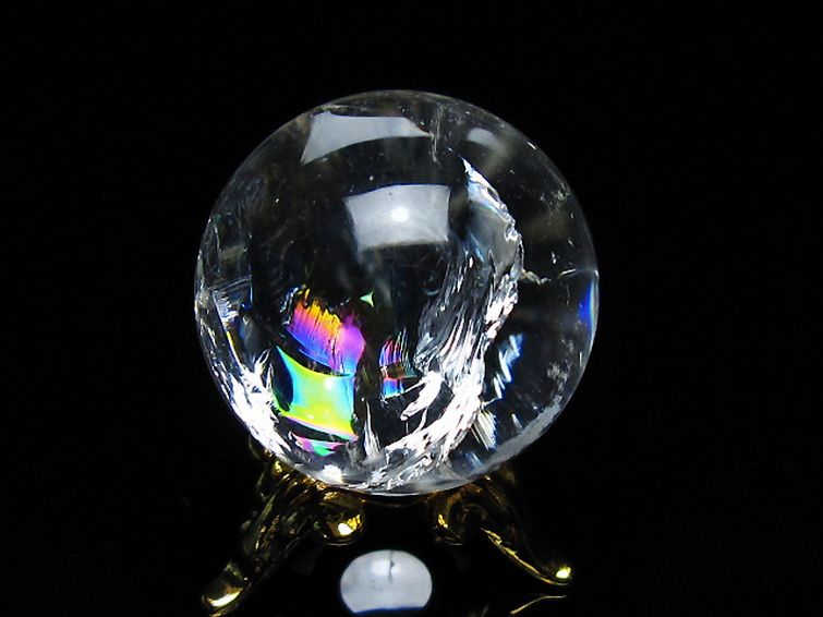 虹入り ヒマラヤ水晶 丸玉 25mm [t317-4570] 3枚目