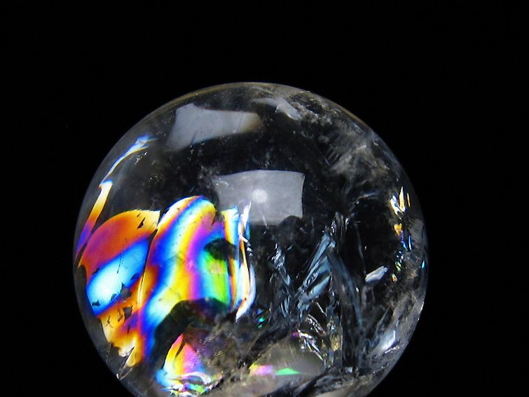 虹入り ヒマラヤ水晶 丸玉 25mm [T317-4643] 2枚目