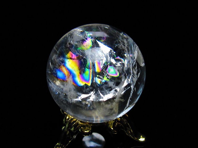 虹入り ヒマラヤ水晶 丸玉 25mm [T317-4643] 3枚目