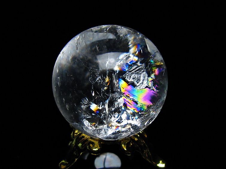虹入り ヒマラヤ水晶 丸玉 25mm [t317-4644] 1枚目