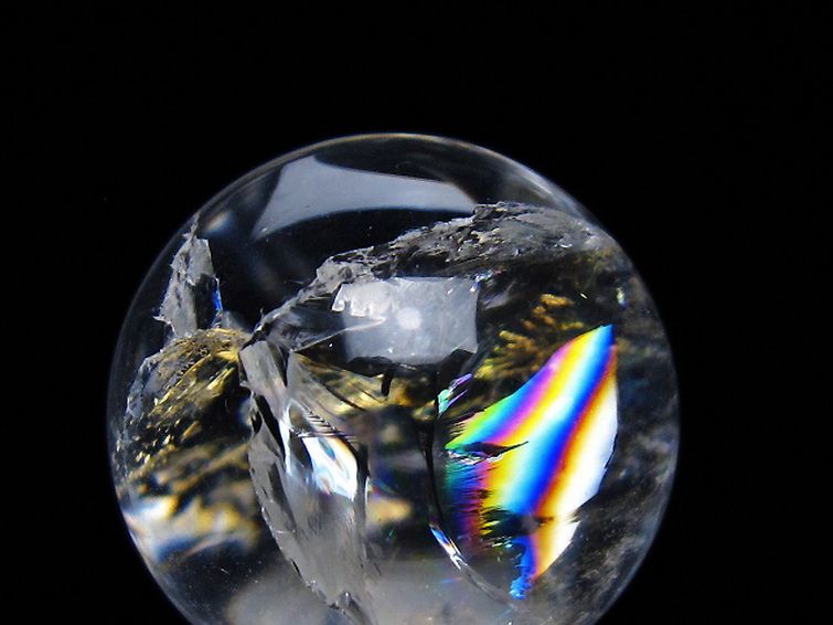 虹入り ヒマラヤ水晶 丸玉 25mm [t317-4644] 2枚目