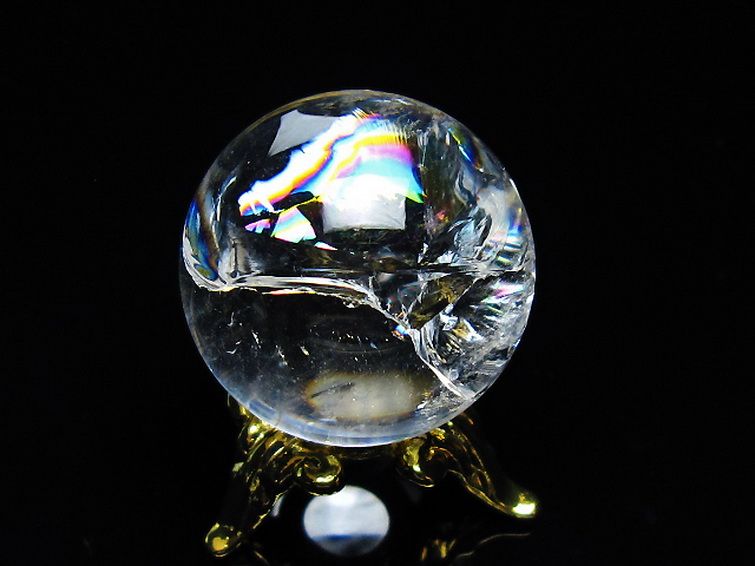 虹入り ヒマラヤ水晶 丸玉 25mm [t317-4649] 1枚目