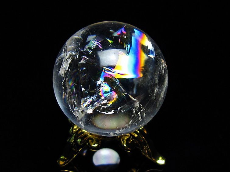 虹入り ヒマラヤ水晶 丸玉 25mm [t317-4652] 1枚目