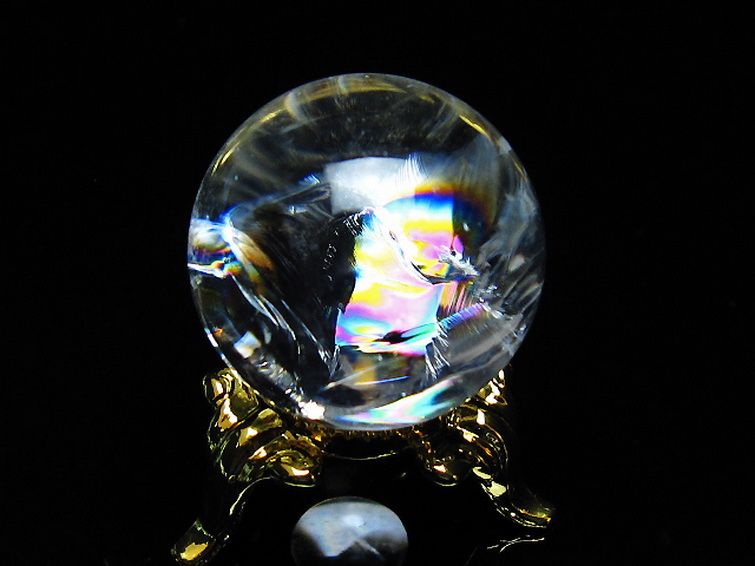 虹入り ヒマラヤ水晶 丸玉 25mm [T317-4726] 3枚目