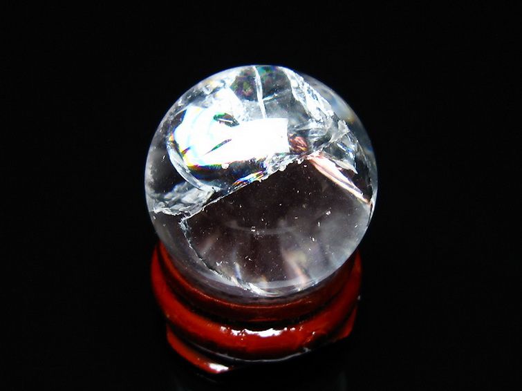 虹入り ヒマラヤ水晶 丸玉 25mm [T317-4811] 1枚目