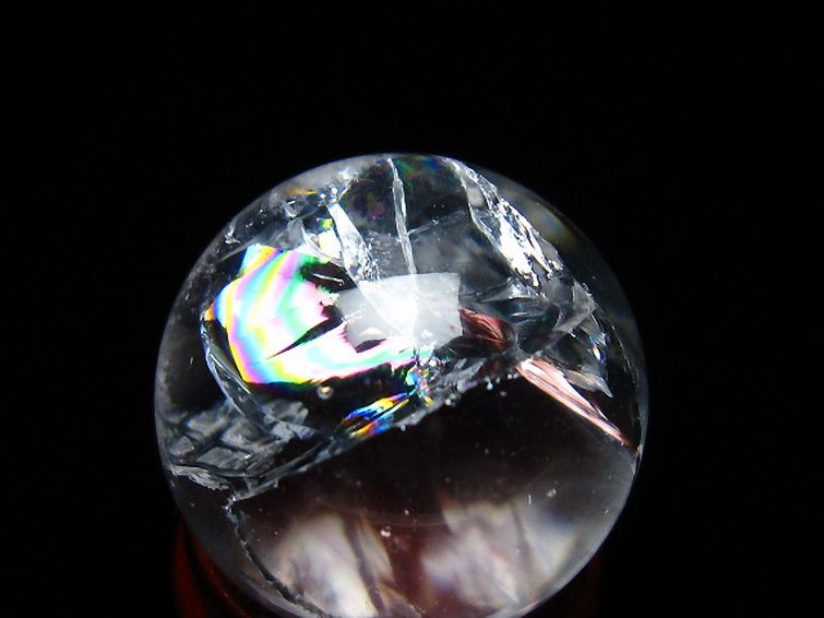 虹入り ヒマラヤ水晶 丸玉 25mm [T317-4811] 2枚目