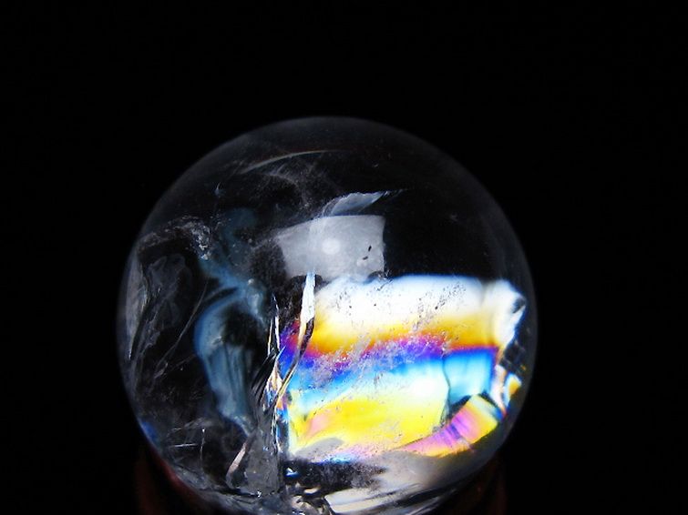 虹入り ヒマラヤ水晶 丸玉 25mm [t317-4815] 2枚目