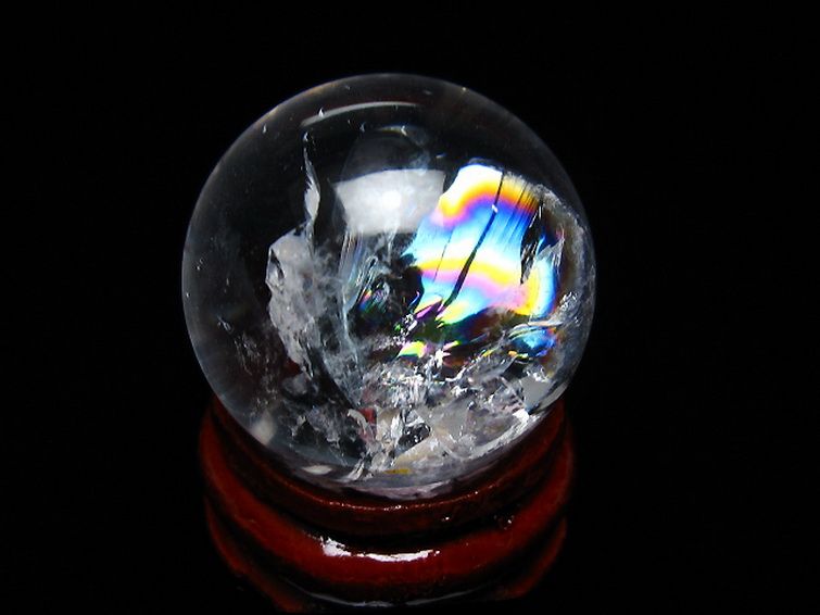 虹入り ヒマラヤ水晶 丸玉 25mm [t317-4815] 3枚目