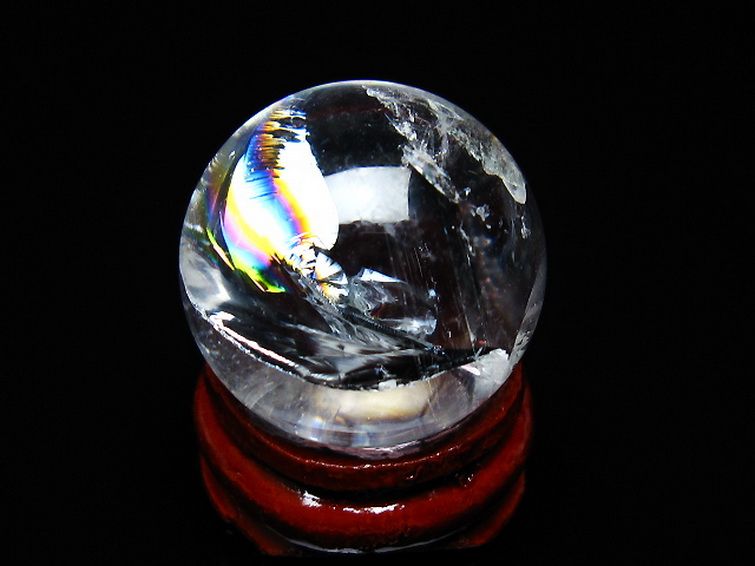 虹入り ヒマラヤ水晶 丸玉 25mm [T317-4819] 1枚目