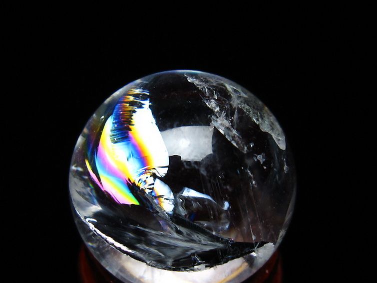 虹入り ヒマラヤ水晶 丸玉 25mm [T317-4819] 2枚目