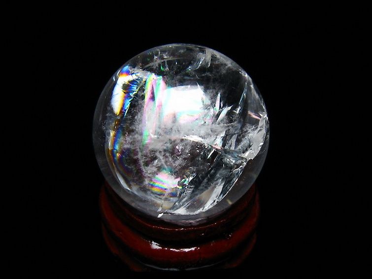 虹入り ヒマラヤ水晶 丸玉 25mm [T317-4820] 1枚目