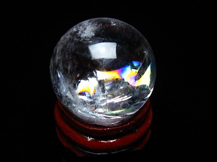虹入り ヒマラヤ水晶 丸玉 25mm [t317-4828] 1枚目