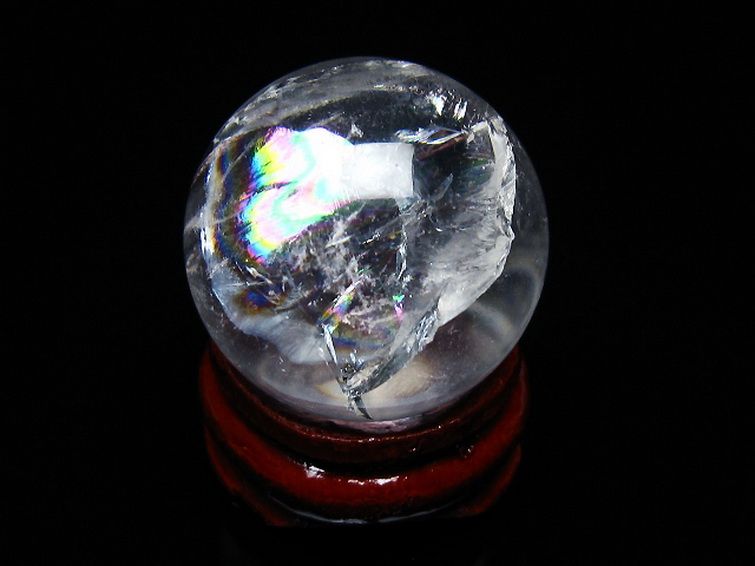 虹入り ヒマラヤ水晶 丸玉 25mm [T317-4832] 1枚目