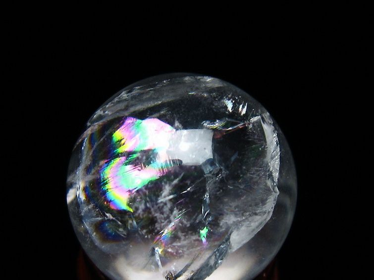 虹入り ヒマラヤ水晶 丸玉 25mm [T317-4832] 2枚目