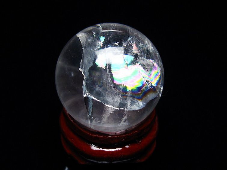 虹入り ヒマラヤ水晶 丸玉 25mm [T317-4832] 3枚目