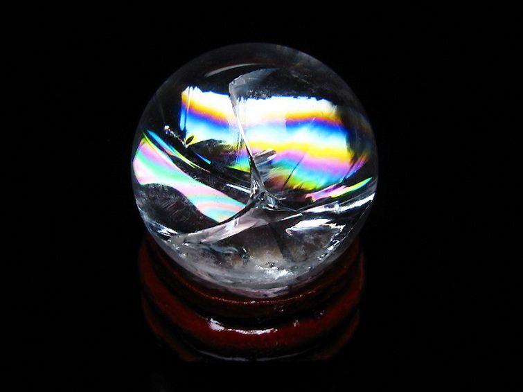 虹入り ヒマラヤ水晶 丸玉 25mm [T317-4835] 1枚目