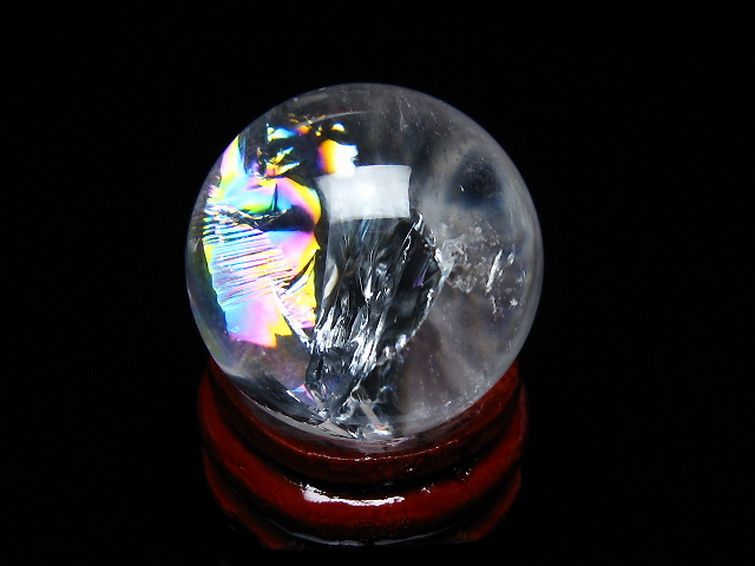 虹入り ヒマラヤ水晶 丸玉 25mm [T317-4836] 1枚目
