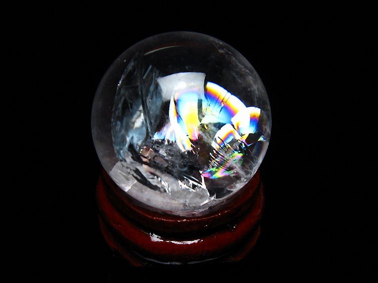 虹入り ヒマラヤ水晶 丸玉 24mm [T317-4840] 1枚目