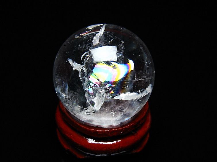 虹入り ヒマラヤ水晶 丸玉 24mm [T317-4845] 1枚目