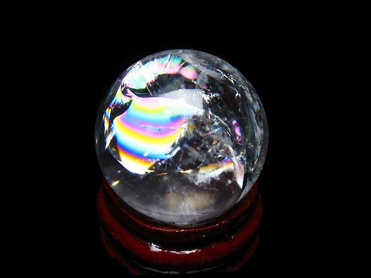 虹入り ヒマラヤ水晶 丸玉 24mm [T317-4854] 1枚目
