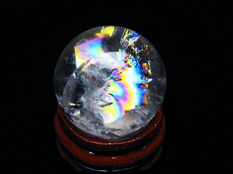 虹入り ヒマラヤ水晶 丸玉 23mm [t317-4866] 1枚目