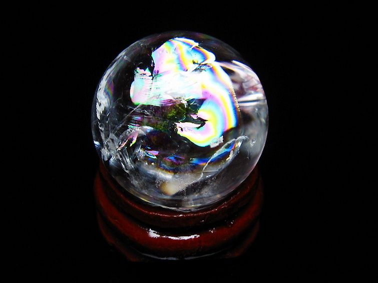 虹入り ヒマラヤ水晶 丸玉 24mm [T317-4870] 1枚目