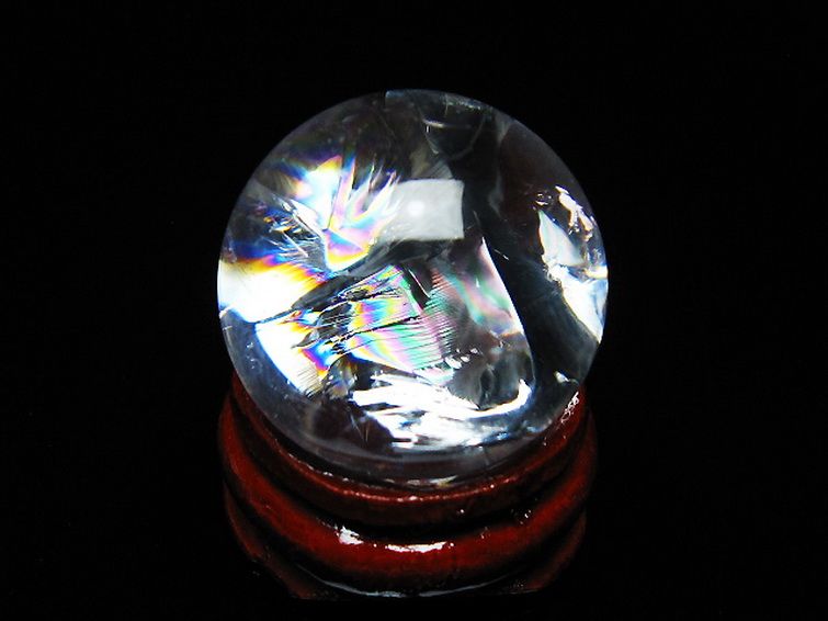 虹入り ヒマラヤ水晶 丸玉 24mm [T317-4873] 1枚目