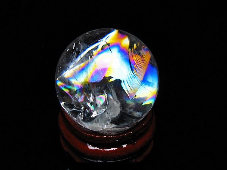 虹入り ヒマラヤ水晶 丸玉 24mm [T317-4876] 1枚目