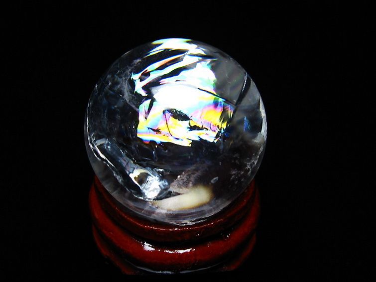虹入り ヒマラヤ水晶 丸玉 24mm [t317-4878] 1枚目