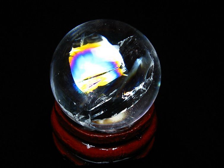 虹入り ヒマラヤ水晶 丸玉 24mm [t317-4879] 1枚目