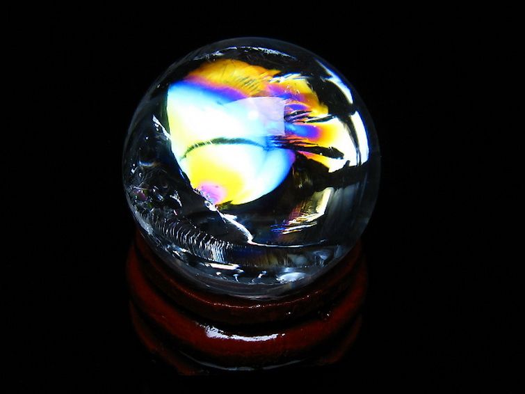 虹入り ヒマラヤ水晶 丸玉 24mm [T317-4884] 1枚目