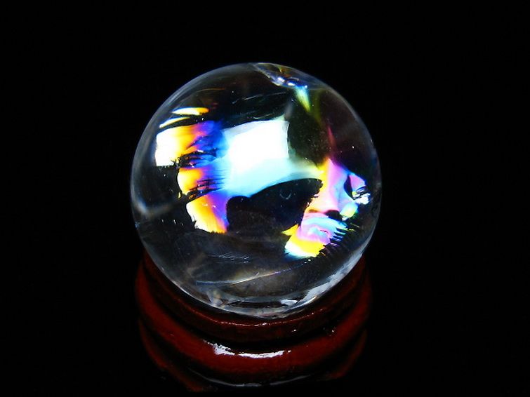 虹入り ヒマラヤ水晶 丸玉 24mm [T317-4884] 3枚目