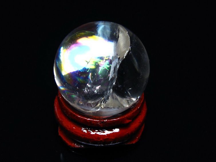 虹入り ヒマラヤ水晶 丸玉 24mm [t317-4891] 1枚目