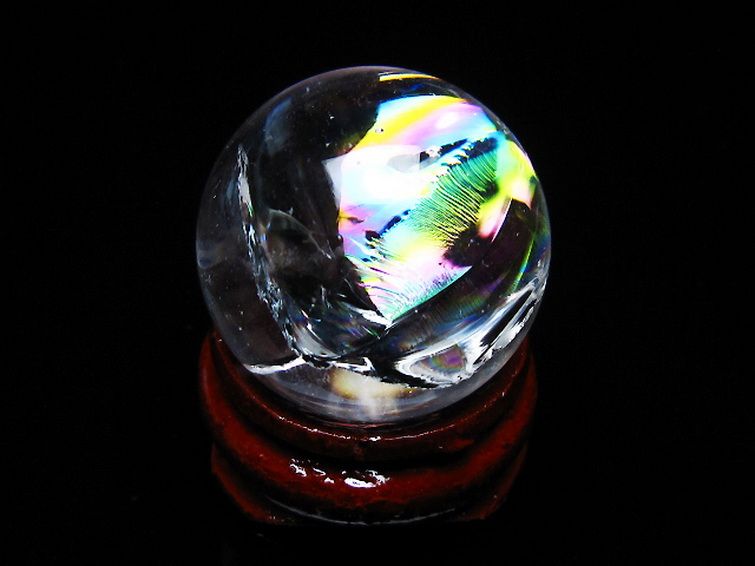 虹入り ヒマラヤ水晶 丸玉 24mm [T317-4894] 1枚目