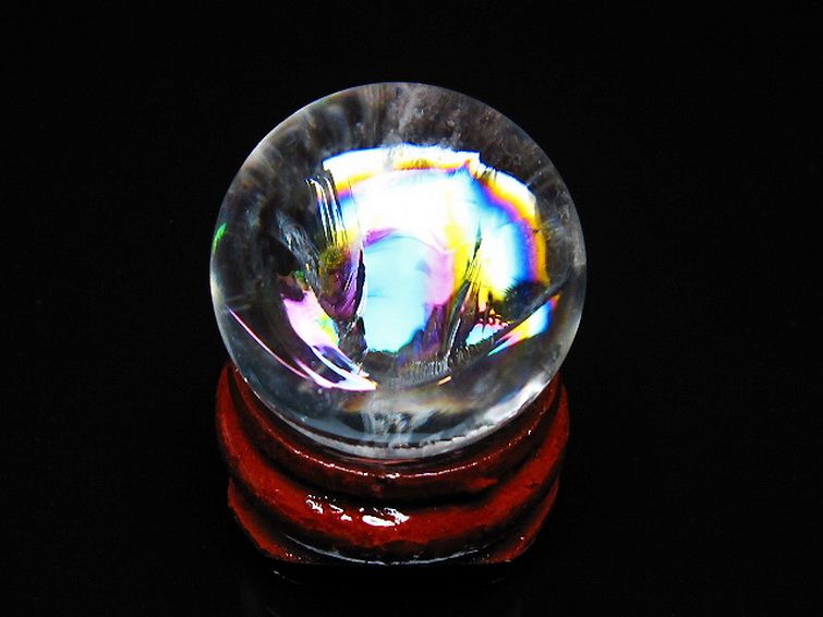 虹入り ヒマラヤ水晶 丸玉 24mm [T317-4897] 1枚目