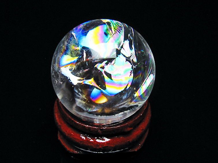 虹入り ヒマラヤ水晶 丸玉 25mm [T317-4898] 1枚目