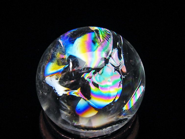 虹入り ヒマラヤ水晶 丸玉 25mm [T317-4898] 2枚目