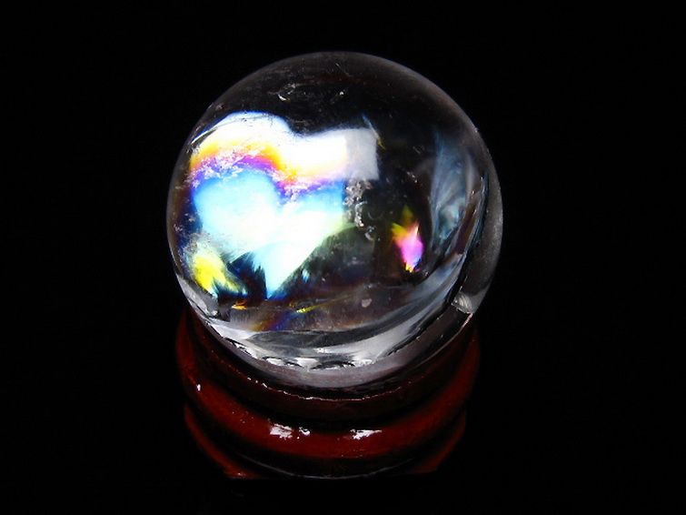 虹入り ヒマラヤ水晶 丸玉 25mm [t317-4903] 1枚目