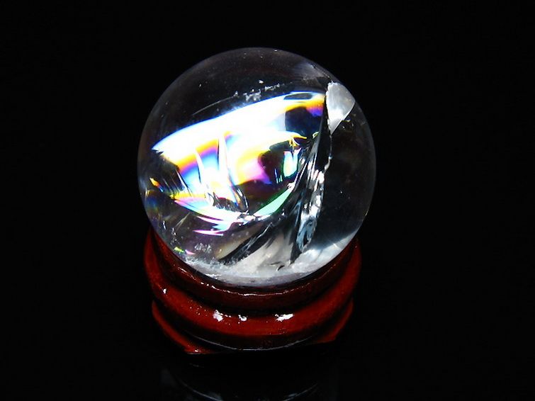 虹入り ヒマラヤ水晶 丸玉 25mm [T317-4905] 1枚目