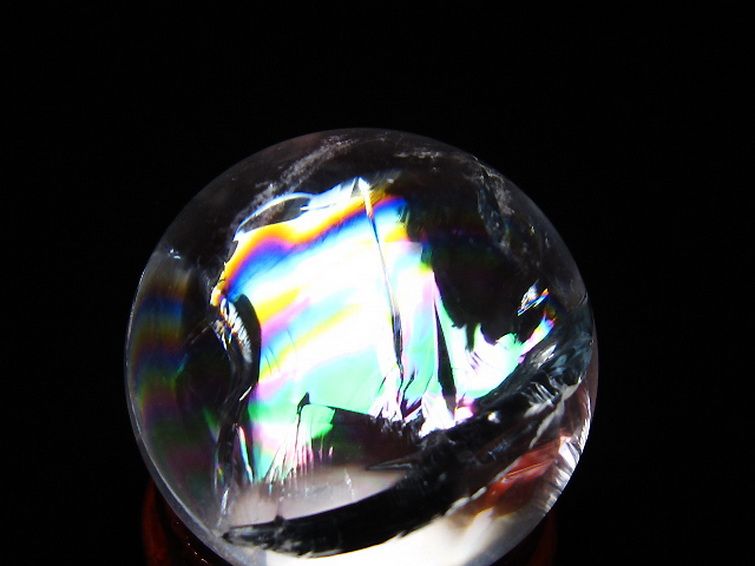 虹入り ヒマラヤ水晶 丸玉 25mm [T317-4909] 2枚目