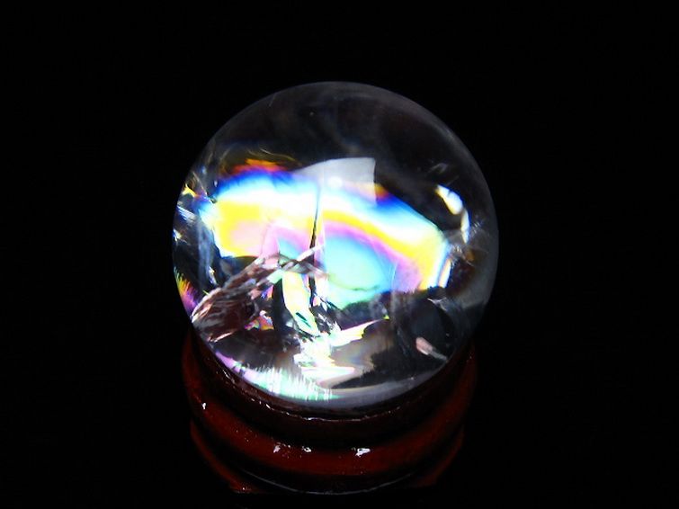 虹入り ヒマラヤ水晶 丸玉 25mm [T317-4909] 3枚目