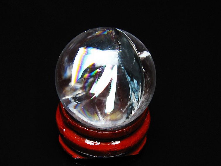 虹入り ヒマラヤ水晶 丸玉 25mm [t317-4916] 1枚目