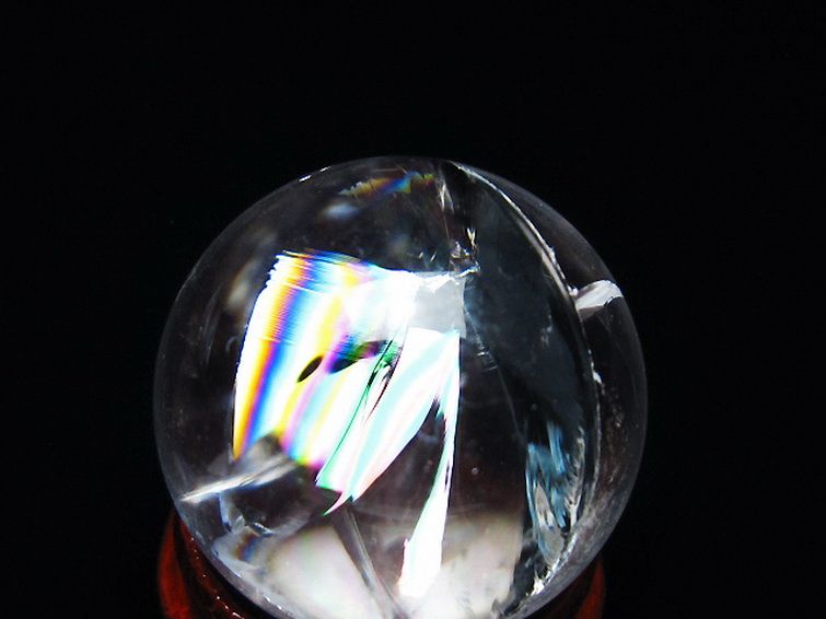 虹入り ヒマラヤ水晶 丸玉 25mm [t317-4916] 2枚目