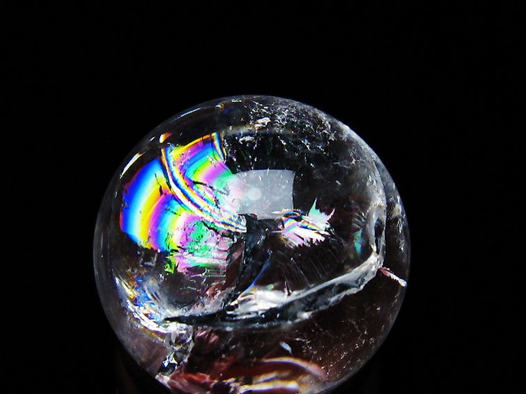 虹入り ヒマラヤ水晶 丸玉 25mm [t317-5044] 2枚目