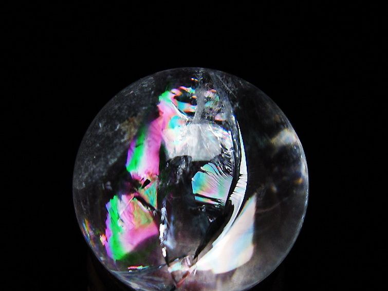 虹入り ヒマラヤ水晶 丸玉 25mm [T317-5055] 2枚目