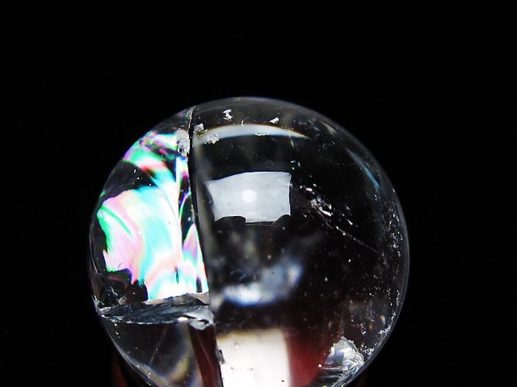 虹入り ヒマラヤ水晶 丸玉 26mm [T317-5066] 2枚目