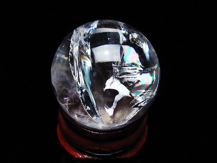 虹入り ヒマラヤ水晶 丸玉 26mm [T317-5067] 1枚目