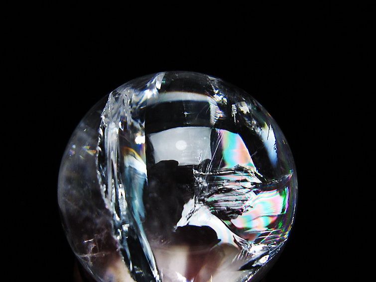 虹入り ヒマラヤ水晶 丸玉 26mm [T317-5067] 2枚目