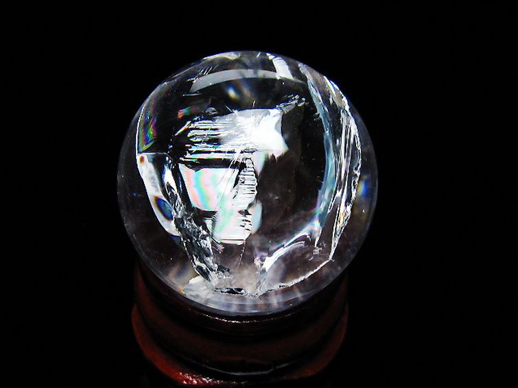 虹入り ヒマラヤ水晶 丸玉 26mm [T317-5067] 3枚目